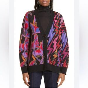 Farm Rio Wild Horses Mixed Abstract 
Pattern Cardigan Women's Sz small